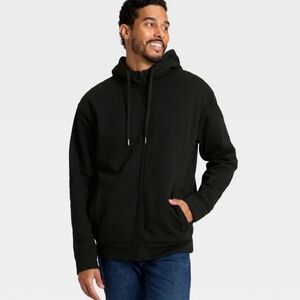 🆕️ Goodfellow & Co Men's Fleece Lined Full Zip Black Sweatshirt